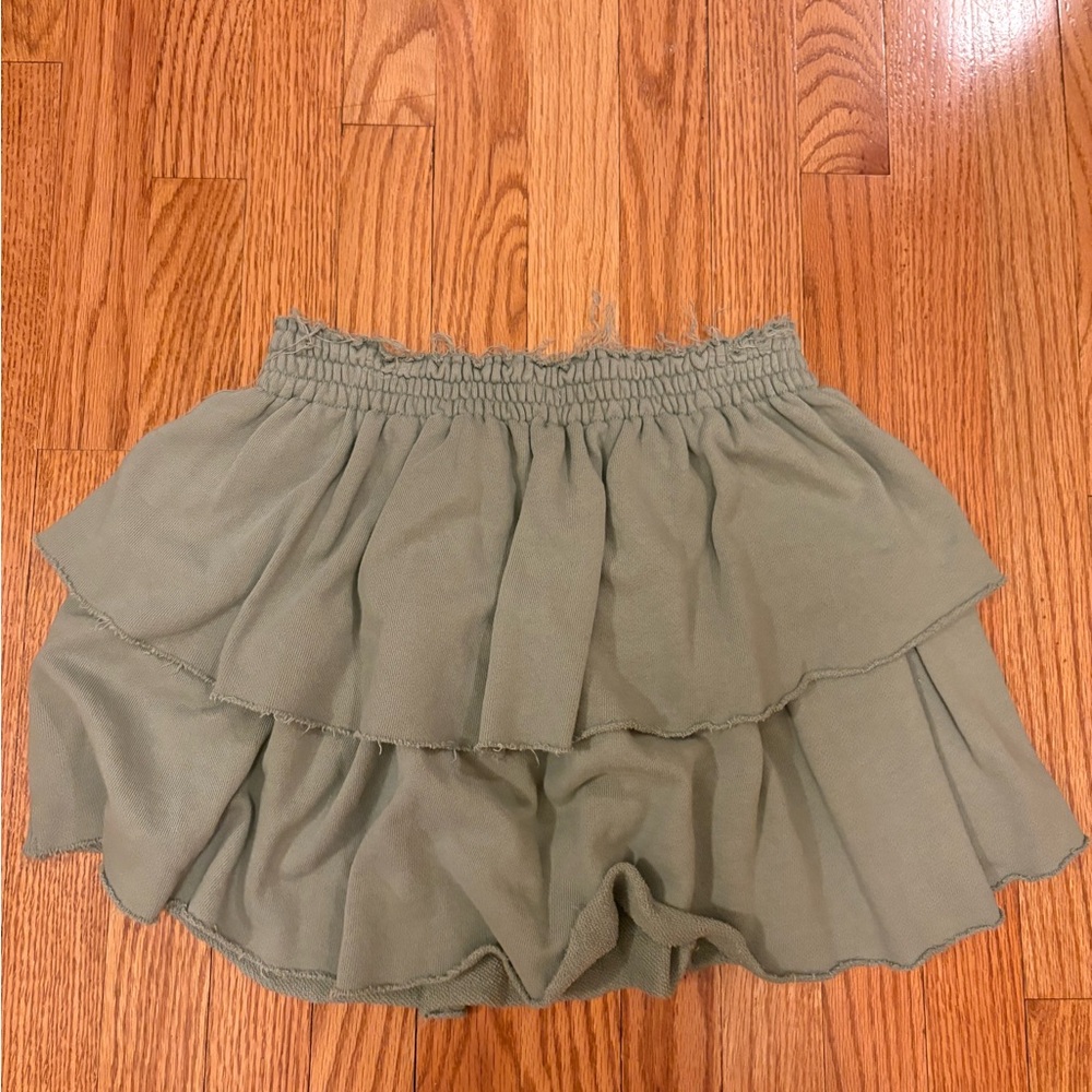 Aerie Sage Green Smocked Skirt